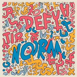 an art work with different colored letters and numbers
