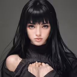 a very attractive woman in a dark dress