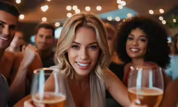 some friends are smiling and drinking a beer