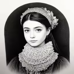 black and white photograph of a woman wearing a bonnet