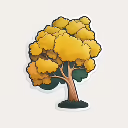sticker of the trunk and leaf of a yellow tree