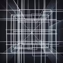 an abstract digital pattern with several squares in black and white