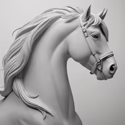 a horse head statue is shown in the profile