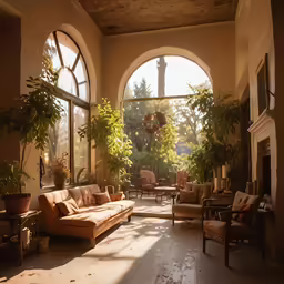 an ornate living room filled with lots of windows