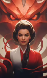 an image of a woman with a large face and eyes, as if she is a star wars character