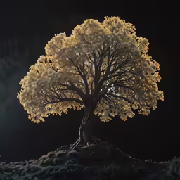 a beautiful tree on a hill with no leaves
