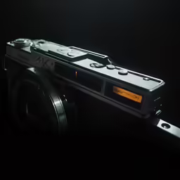a camera with a lens in the dark
