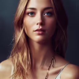 a woman that is wearing an elegant necklace