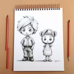 a drawing of two cartoon characters are shown,a drawing of a couple with glasses is shown