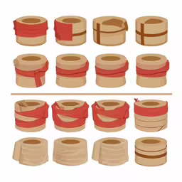 various types of toilet rolls with red bows,toilet paper with ribbons and a white background,a set of multiple roll and rolled toilet paper,a group of various stacks and rolls of toilet paper,an illustration of rolls of toilet paper tied with a red tape