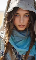 an image of a woman in a hat and scarf