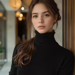 a woman leaning against a wall next to a wall
