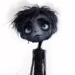 an illustration of a black and white drawing of a boy
