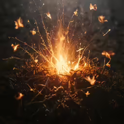 a yellow light coming out of a crack in the ground
