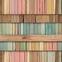 several wooden planks are painted in different colors,several color planks arranged and placed together
