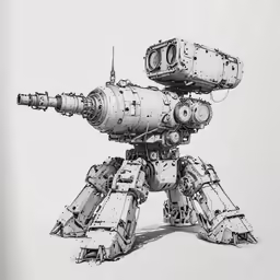 the warhammer machine gun is drawn on a white background