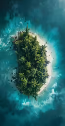 a small island surrounded by forest in the ocean