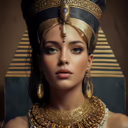 a woman dressed in egyptian costume and headpiece