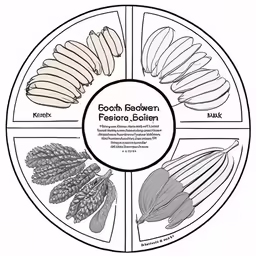 a circle with food that include beans and bread