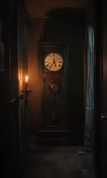 a small clock sitting in the middle of a room