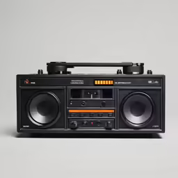 an audio boombox with speakers on top