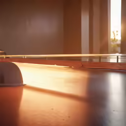 a mouse sits on top of a table in a room