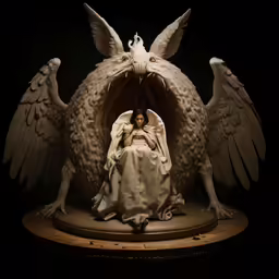 the large statue is sitting in the middle of a circle