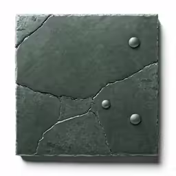 green rocks, with several small, round stones, and holes