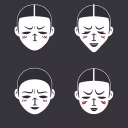a series of six face illustrations with different facial expressions