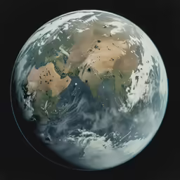the earth is made up of four parts, including one large continent and one small continent