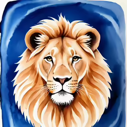 a lion that is on a blue plate