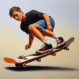 a kid on a skateboard jumping up in the air