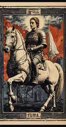 the image of a person in armor on a horse is shown