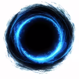 an abstract painting of a blue ring on white