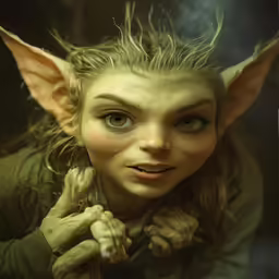 the elf with very long hair has a big smile
