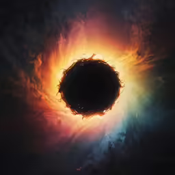 an eclipse in space with bright fire surrounding it