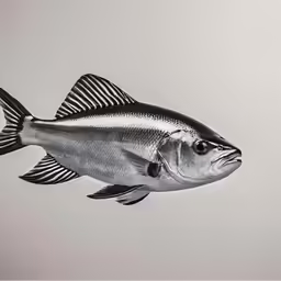 a fish flying through the air with no background