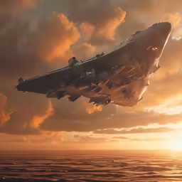 a big airplane that is flying over the ocean