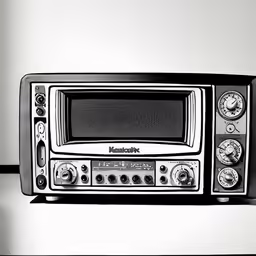 a black and white photo of a microwave