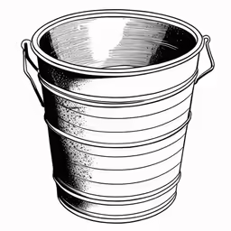 a drawing of a black and white bucket