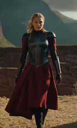 a woman in a costume is standing in the dirt
