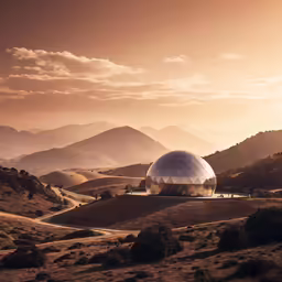 a clear dome in the middle of a mountain landscape
