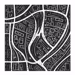 black and white picture with lines of city streets