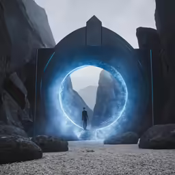 the person is standing in front of a tunnel