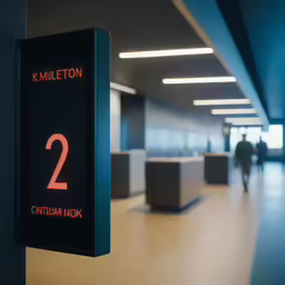 an elevator sign with the number two next to a person