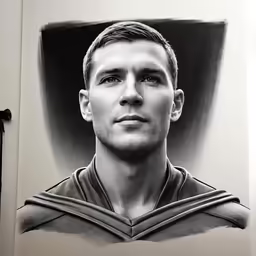 the portrait of a man, black and white photo