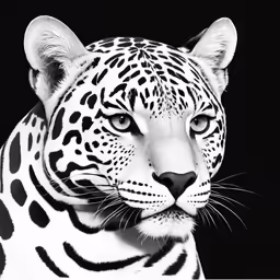 a black and white image of a jaguar
