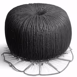 an artistic black sculpture on a white background