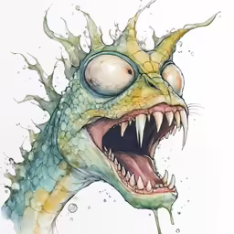 a drawing of an animal with large teeth and teeth