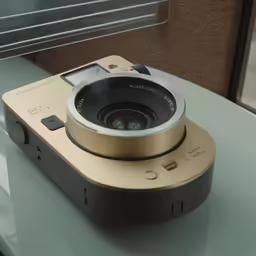 the zoom lens is positioned on top of a camera